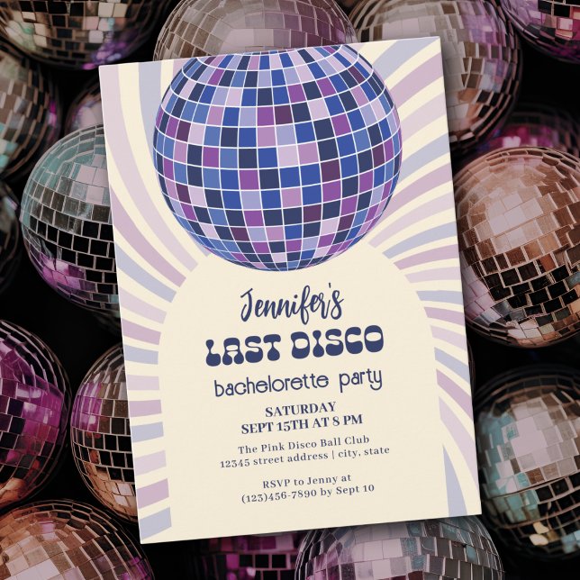 Retro Disco Ball Groovy 70er Junggeselinnen-Abschi Einladung (Von Creator hochgeladen)
