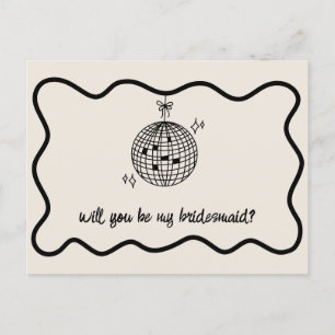 Retro Disco Ball Handgeschriebener Bridesmaid-Vors Einladungspostkarte