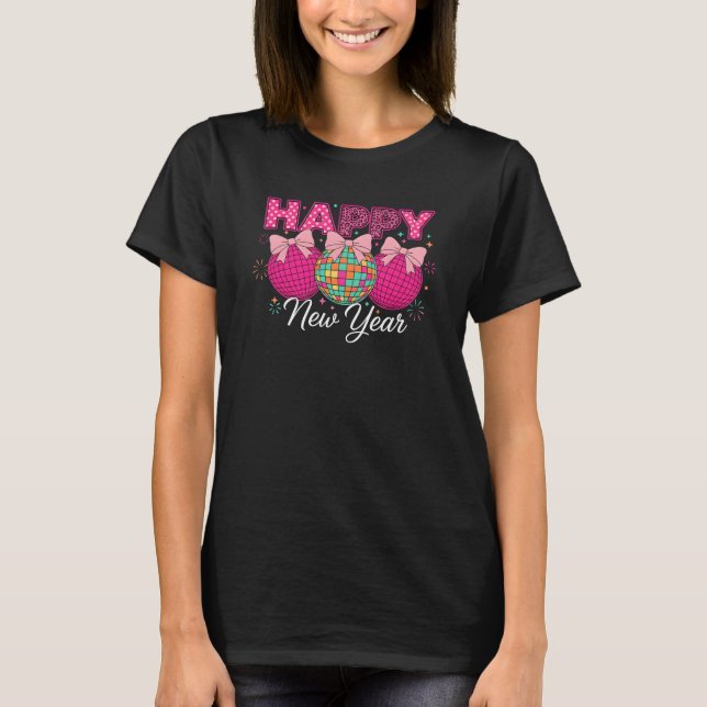 Retro Disco Ball Happy New Year Art T-Shirt (Vorderseite)