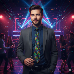 Retro Disco Ball Holographic Neck Tie Krawatte