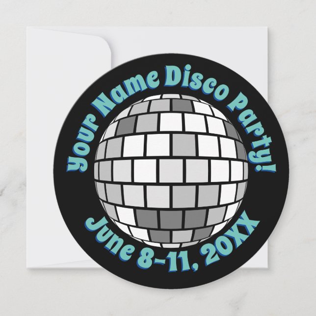 Retro Disco Ball PERSONALISIERT Einladung (Vorderseite)
