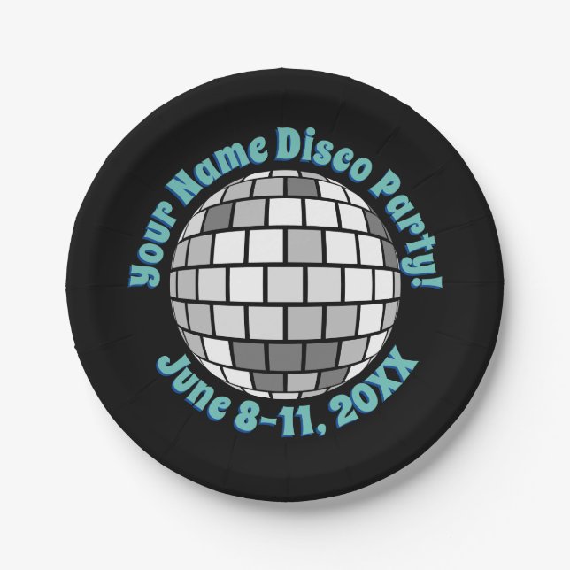 Retro Disco Ball PERSONALISIERT Pappteller (Vorderseite)