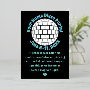 Retro Disco Ball PERSONALISIERT Silber Folieneinladung