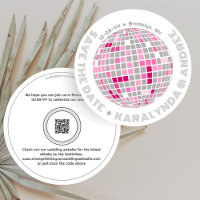 Retro Disco Ball Rosa und Grau Runde Hochzeit