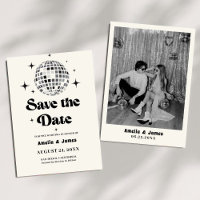 Retro Disco Ball Schwarz-weiß Save the Date Hochze