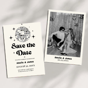 Retro Disco Ball Schwarz-weiß Save the Date Hochze Einladung