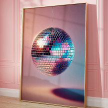 Retro Disco Ball Wall Art, Ästhetischer 70er
