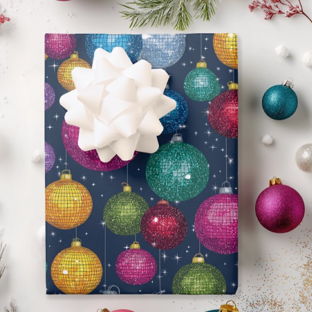 Retro Disco Ball Weihnachten Geschenkpapier Set (Retro Jewel Toned Disco Christmas Wrapping Paper)
