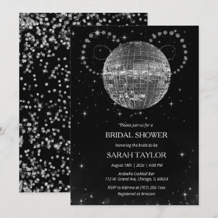 Retro Disco Brautparty Silver Template Einladung