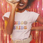 Retro Disco Bridge & Name 70er Junggeselinnen-Absc T-Shirt<br><div class="desc">Viel Spaß beim Junggeselinnen-Abschied mit diesem coolen T - Shirt,  mit Retro Regenbogen,  Daisy,  Schriftart und individuellem Text Ihrer Wahl. Fügen Sie einfach Ihre eigenen Daten hinzu,  indem Sie auf die Option "Personalisieren" klicken.</div>