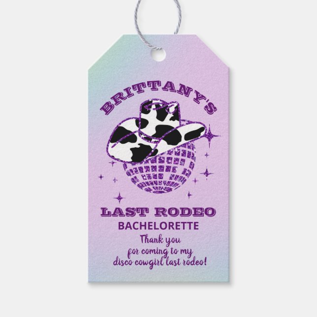 Retro Disco Cowgirl Junggeselinnen-Abschied Geschenkanhänger (Vorderseite)