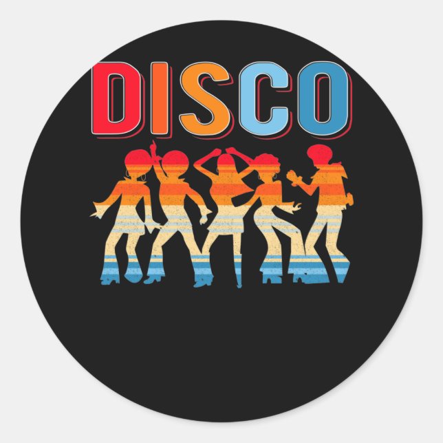Retro Disco Dancing Girls 70er 80er African Dancer Runder Aufkleber (Vorderseite)