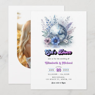 Retro-Disco-Garten-Hochzeit RSVP QR-Code Einladung