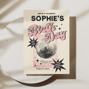 Retro Disco Geburtstag Einladung