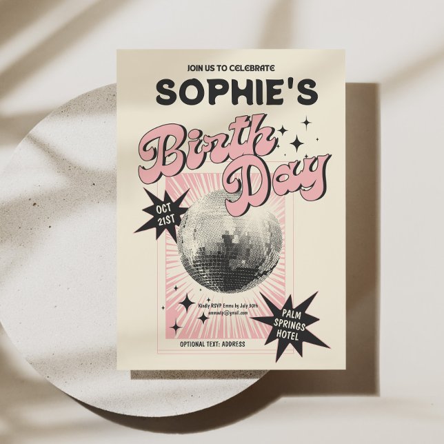 Retro Disco Geburtstag Einladung (Retro Disco Birthday Invitation)