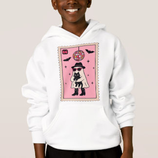 Retro Disco Ghost mit Black Cat Halloween Briefmar Hoodie