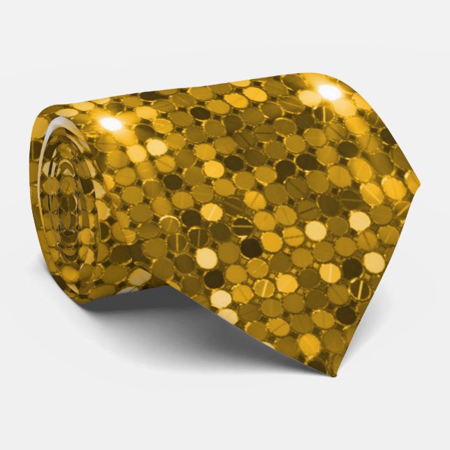 Retro Disco Gold Sequel Neck Tie Krawatte (Gerollt)