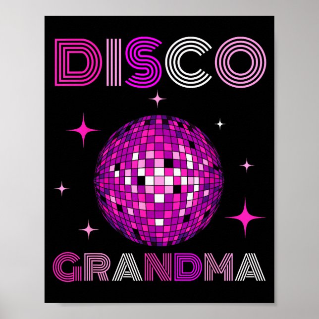 Retro Disco Grandma 70s 80s Dance Party Mirror Bal Poster (Vorne)