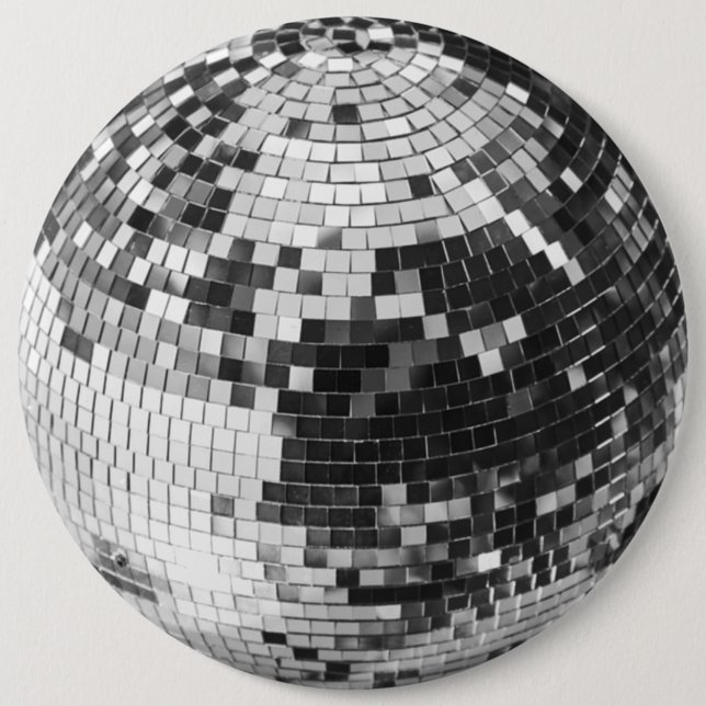 Retro Disco-Kugel Glanz Glitter Silber Geburtstag Button (Vorderseite)