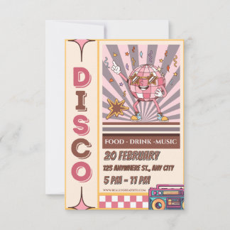 Retro-Disco-Kugel Groovy 70er 80er Party-Einladung Einladung