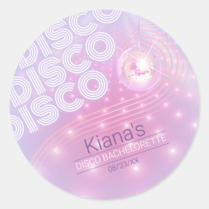 Retro Disco Kugel Junggesellinnen-Abschied V2 ID92 Runder Aufkleber