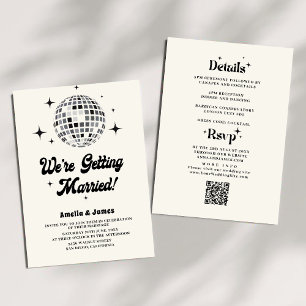 Retro-Disco-Kugel Schwarz-Weiß-Hochzeit Einladung