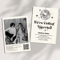 Retro-Disco-Kugel Schwarz-Weiß-QR-Code-Hochzeit