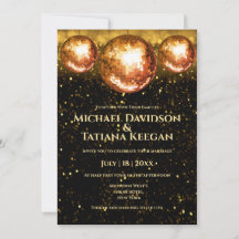 Retro-Disco-Kugeln Schwarz Gold Glitzer Hochzeit