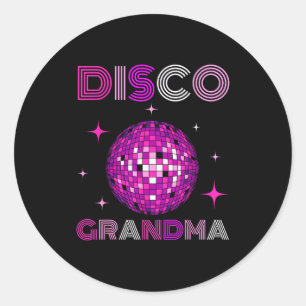 Retro-Disco-Oma 70er 80er Tanzparty Spiegelkugel Runder Aufkleber