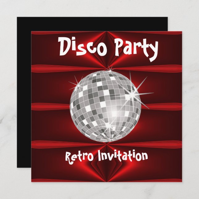 Retro Disco-Party Einladung (Vorne/Hinten)