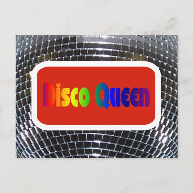 Retro Disco Queen Shiny Mirror Diskothek Ball Postkarte (Vorderseite)