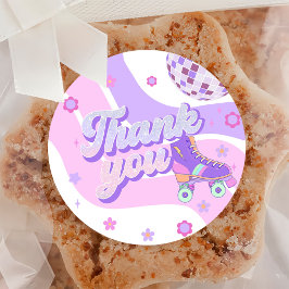 Retro Disco Roller Skate 1. Geburtstag Runder Aufkleber