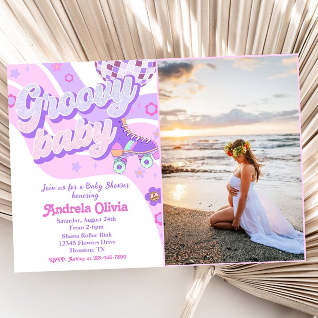 Retro Disco Roller Skate Baby Dusche Party Foto Einladung (Von Creator hochgeladen)