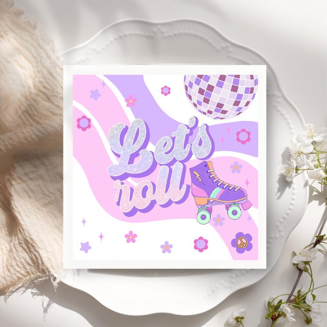 Retro Disco Roller Skate Roll 1. Geburtstag Serviette (Von Creator hochgeladen)