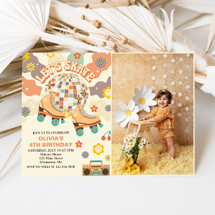 Retro Disco Roller Skate Skate 4. Geburtstag Einladung