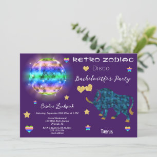 Retro-Disco-Stier-Sternzeichen-Junggesellinnenabsc Einladung