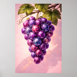 Retro-Disco-Traubenposter, maximalistische Pop-Wan Poster