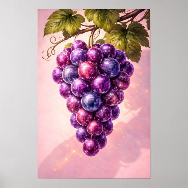 Retro-Disco-Traubenposter, maximalistische Pop-Wan Poster (Vorne)