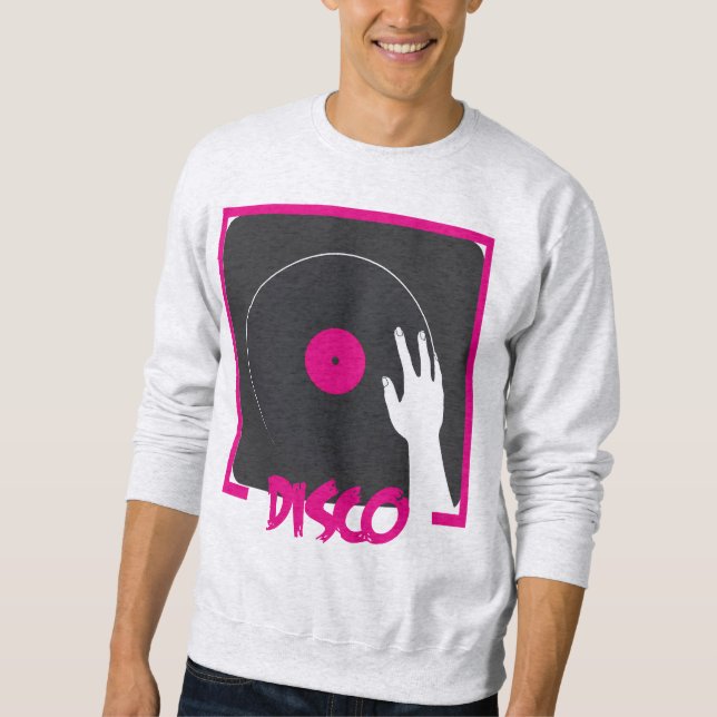 Retro Disco Vinyl Record Design Sweatshirt (Vorderseite)