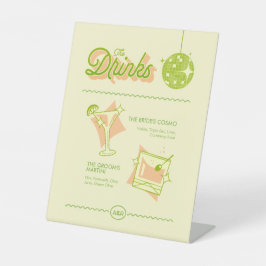 Retro Disco Wedding Bar Menu Sockelschild
