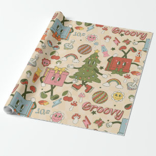 Retro Disco-Weihnachtsbaum Geschenkpapier
