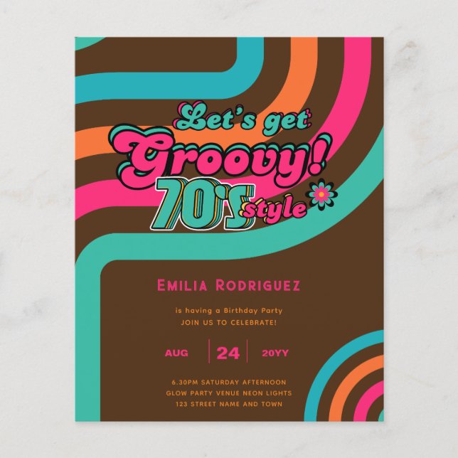 Retro Disco zum Geburtstag Boogie Groovy Flyer (Vorne)