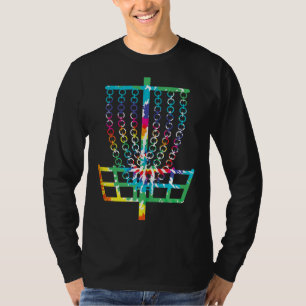 Retro Disk Golf Basket Hippie Rainbow Gefärbte Kra T-Shirt