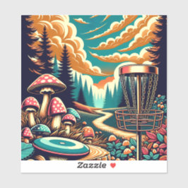 Retro Disk Golf Psychedelic Art Aufkleber