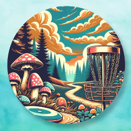 Retro Disk Golf Psychedelic Art Runder Aufkleber