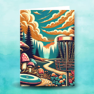 Retro Disk Golf Psychedelic Geburtstag Karte
