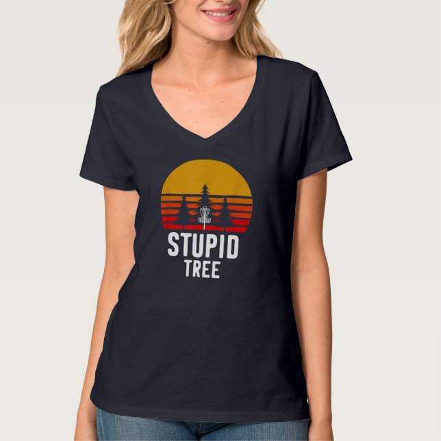 Retro Disk Golf Stupid Tree Funny Frisbee Golf Gif T-Shirt (Vorderseite)