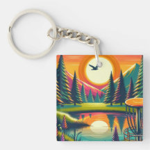 Retro Disk Golf Sunset and Trees