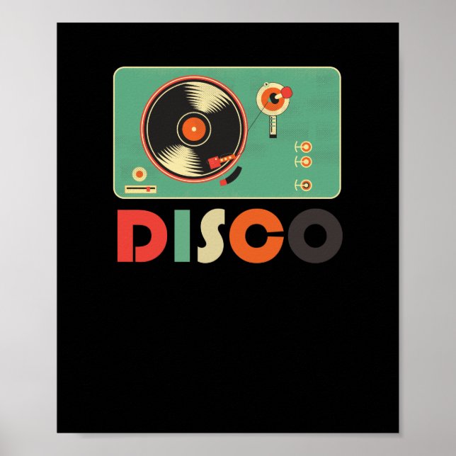 Retro Disk Jockey DJ Controller Disco Vinyl Poster (Vorne)