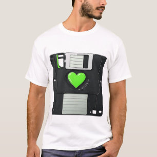 Retro-Diskette Grünes Herz Grafik - 90er Nostalgie T-Shirt